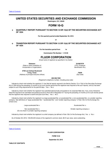Thumbnail Fluor Corporation
 10-Q Quarterly Report FY2016 
