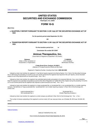 Vorschaubild Amicus Therapeutics
 10-Q Quartalsbericht 2016 