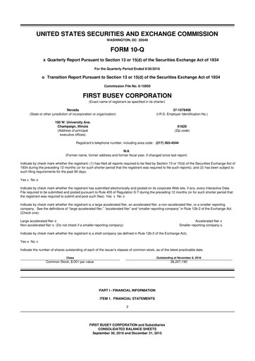Thumbnail First Busey 10-Q Quarterly Report FY2016 