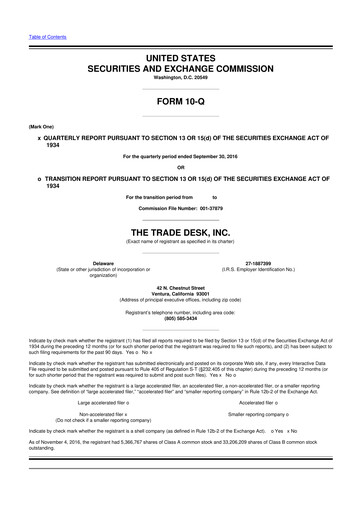 Thumbnail The Trade Desk
 10-Q Quarterly Report FY2016 