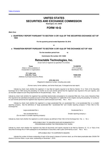 Thumbnail Retractable Technologies 10-Q Quarterly Report FY2016 