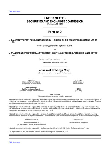 Thumbnail Acushnet Holdings
 10-Q Quarterly Report FY2016 