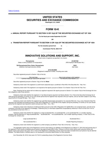 Thumbnail Innovative Solutions and Support 10-K Annual Report 2016