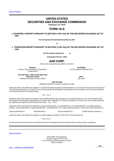 Thumbnail AAR 10-Q Quarterly Report FY2017 