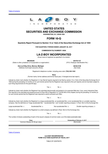 Thumbnail La-Z-Boy
 10-Q Quarterly Report FY2017 