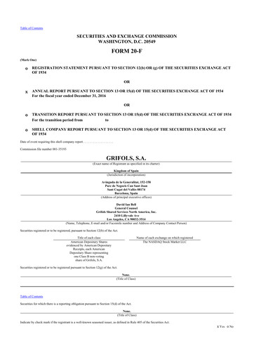 Miniature Grifols 20-F Rapport annuel 