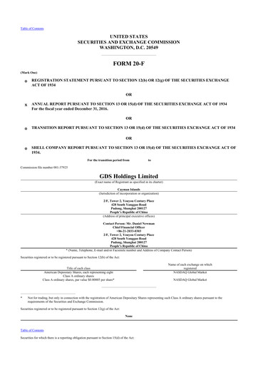 Vorschaubild GDS Holdings 20-F Jahresbericht 2016