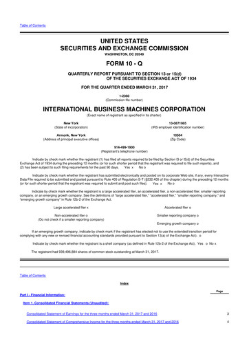 Vorschaubild IBM 10-Q Quartalsbericht 2017 