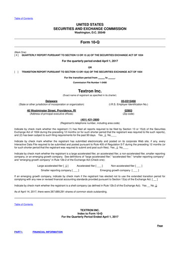 Miniature Textron 10-Q Rapport trimestriel 2017 