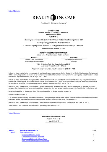 Vorschaubild Realty Income 10-Q Quartalsbericht 2017 