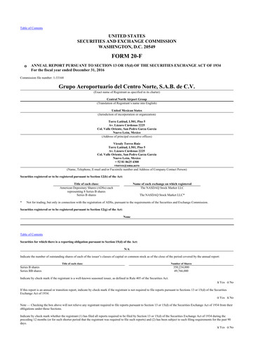 Thumbnail Grupo Aeroportuario Centro Norte
 20-F Annual Report 