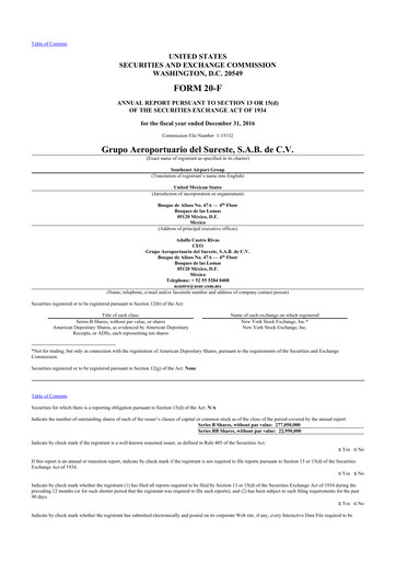 Miniature Grupo Aeroportuario del Sureste
(ASUR) 20-F Rapport annuel 