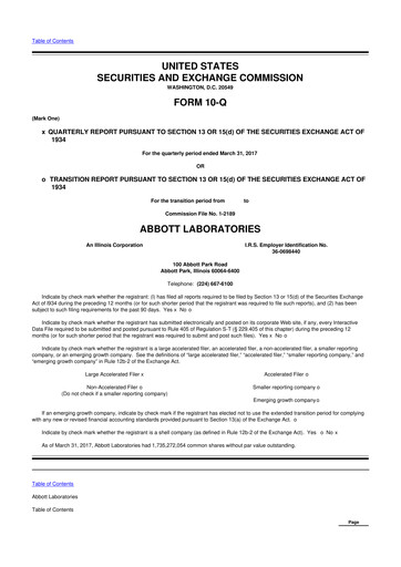 Thumbnail Abbott Laboratories 10-Q Quarterly Report FY2017 