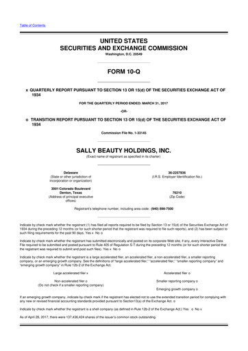Thumbnail Sally Beauty Holdings 10-Q Quarterly Report FY2017 