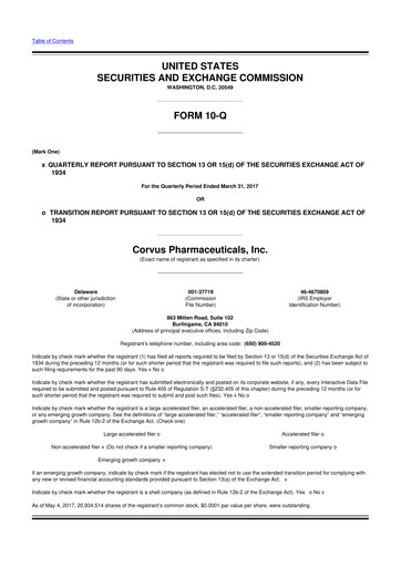 Thumbnail Corvus Pharmaceuticals
 10-Q Quarterly Report FY2017 
