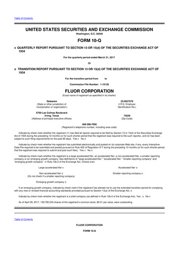 Thumbnail Fluor Corporation
 10-Q Quarterly Report FY2017 
