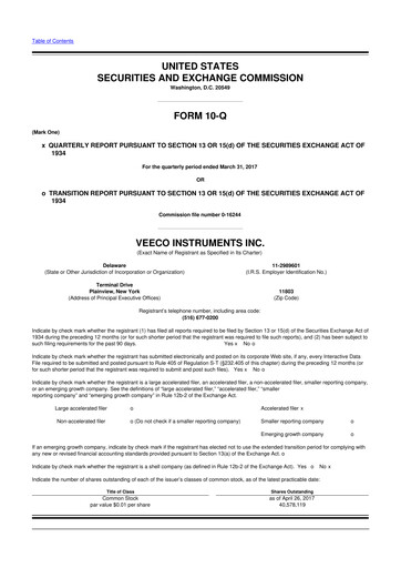 Thumbnail Veeco
 10-Q Quarterly Report FY2017 