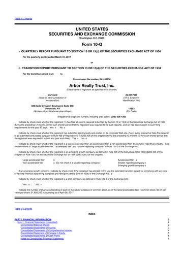 Vorschaubild Arbor Realty Trust
 10-Q Quartalsbericht 2017 