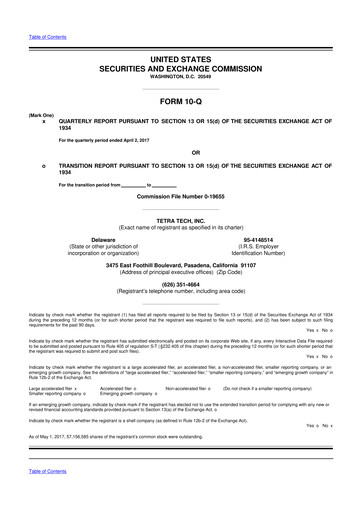 Thumbnail Tetra Tech
 10-Q Quarterly Report FY2017 