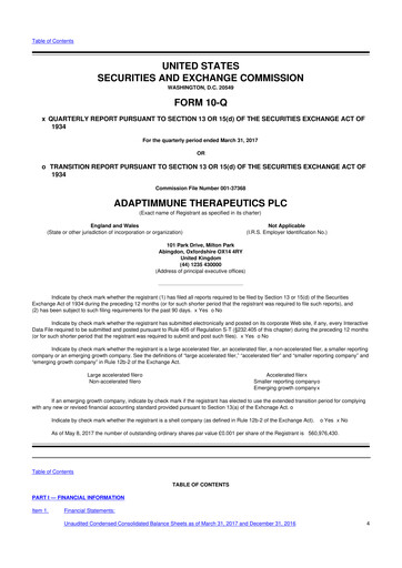 Thumbnail Adaptimmune Therapeutics 10-Q Quarterly Report FY2017 