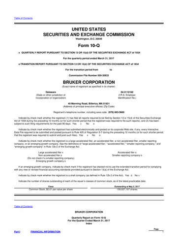 Thumbnail Bruker 10-Q Quarterly Report FY2017 