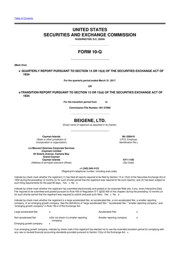 Thumbnail BeOne Medicines 10-Q Quarterly Report FY2017 