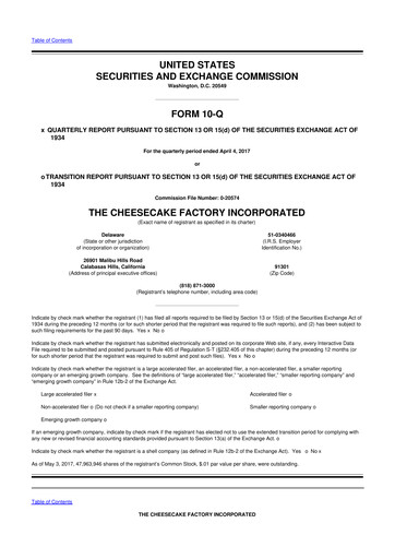 Vorschaubild The Cheesecake Factory
 10-Q Quartalsbericht 2017 