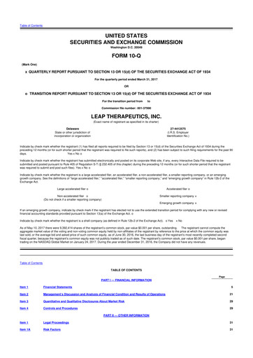 Thumbnail Leap Therapeutics
 10-Q Quarterly Report FY2017 