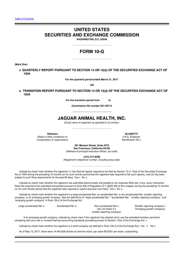 Thumbnail Jaguar Health 10-Q Quarterly Report FY2017 