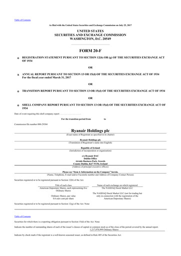 Thumbnail Ryanair 20-F Annual Report 