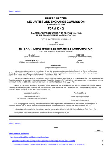Vorschaubild IBM 10-Q Quartalsbericht 2017 