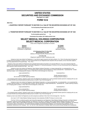 Thumbnail Select Medical Holdings 10-Q Quarterly Report FY2017 