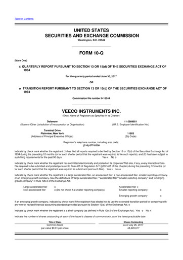 Thumbnail Veeco
 10-Q Quarterly Report FY2017 