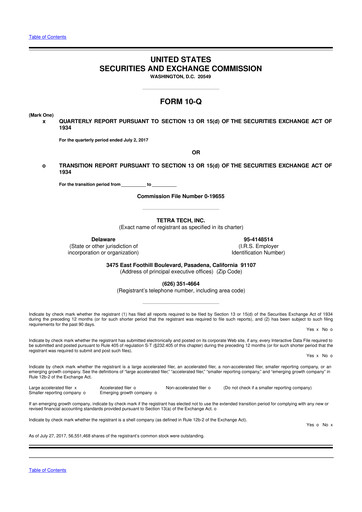 Thumbnail Tetra Tech
 10-Q Quarterly Report FY2017 