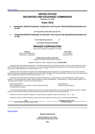 Thumbnail Bruker 10-Q Quarterly Report FY2017 
