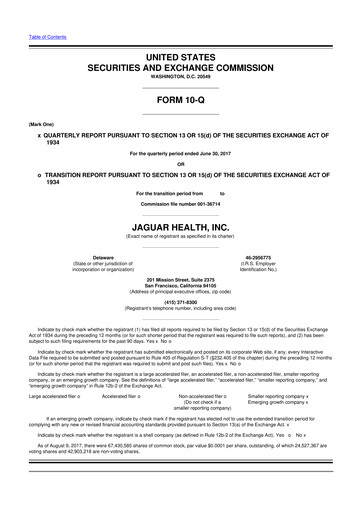Thumbnail Jaguar Health 10-Q Quarterly Report FY2017 