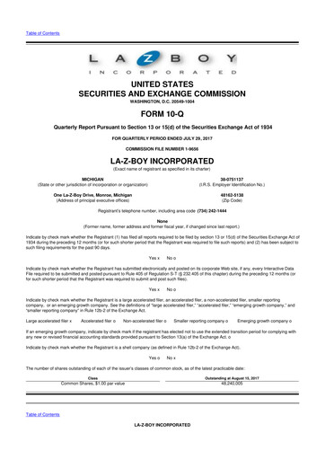 Thumbnail La-Z-Boy
 10-Q Quarterly Report FY2018 