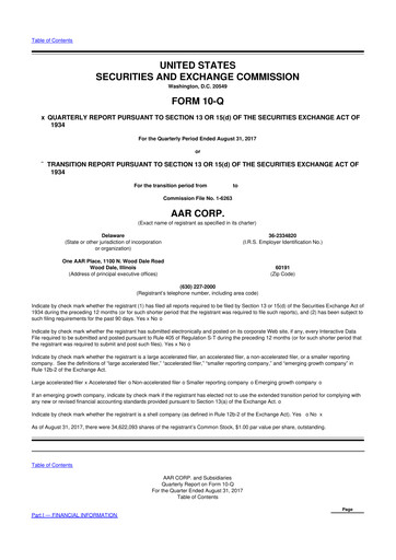 Thumbnail AAR 10-Q Quarterly Report FY2018 