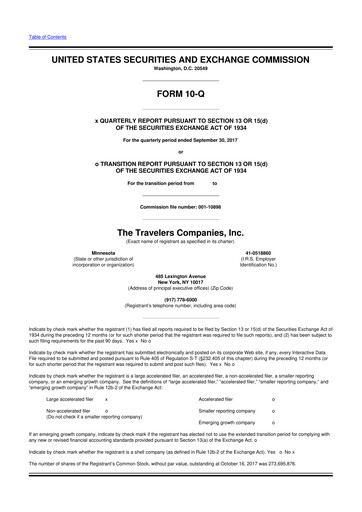 Thumbnail The Travelers Companies 10-Q Quarterly Report FY2017 
