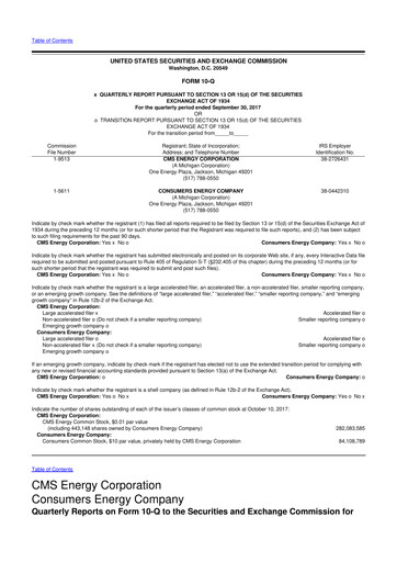 Miniature CMS Energy
 10-Q Rapport trimestriel 2017 