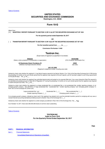 Miniature Textron 10-Q Rapport trimestriel 2017 
