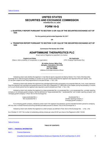 Thumbnail Adaptimmune Therapeutics 10-Q Quarterly Report FY2017 