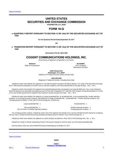 Thumbnail Cogent Communications
 10-Q Quarterly Report FY2017 