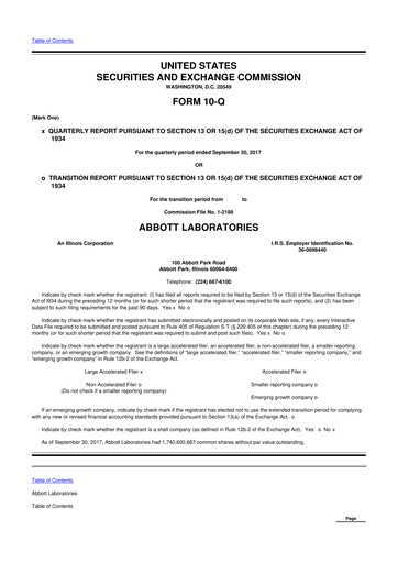 Thumbnail Abbott Laboratories 10-Q Quarterly Report FY2017 