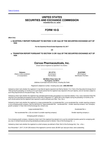 Thumbnail Corvus Pharmaceuticals
 10-Q Quarterly Report FY2017 