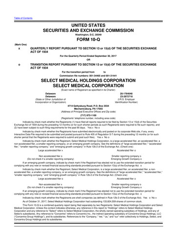 Thumbnail Select Medical Holdings 10-Q Quarterly Report FY2017 