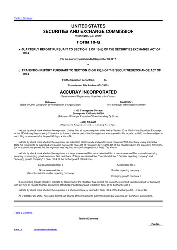 Miniature Accuray 10-Q Rapport trimestriel 2018 
