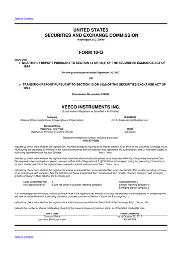 Thumbnail Veeco
 10-Q Quarterly Report FY2017 