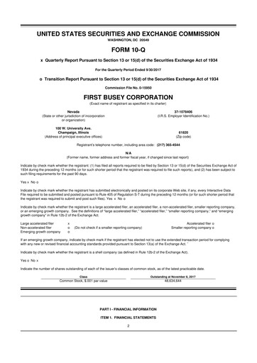 Thumbnail First Busey 10-Q Quarterly Report FY2017 