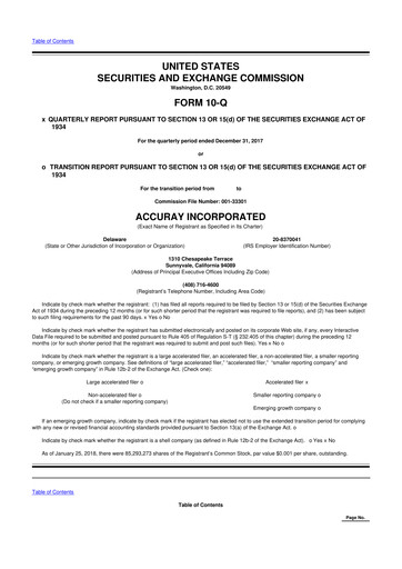 Miniature Accuray 10-Q Rapport trimestriel 2018 